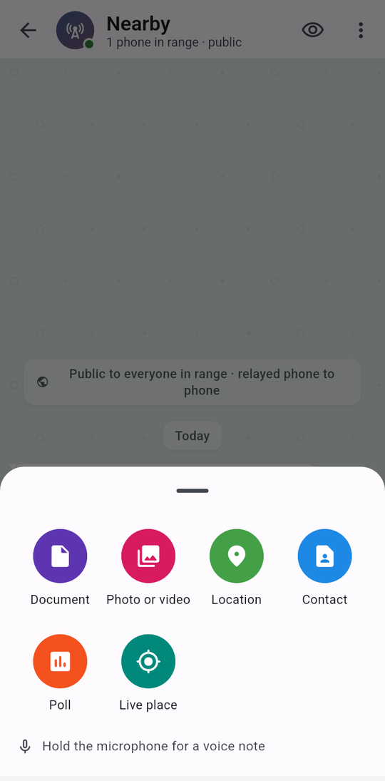 The attach sheet on a phone.