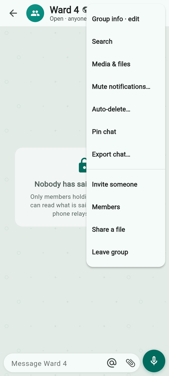 The group chat menu.